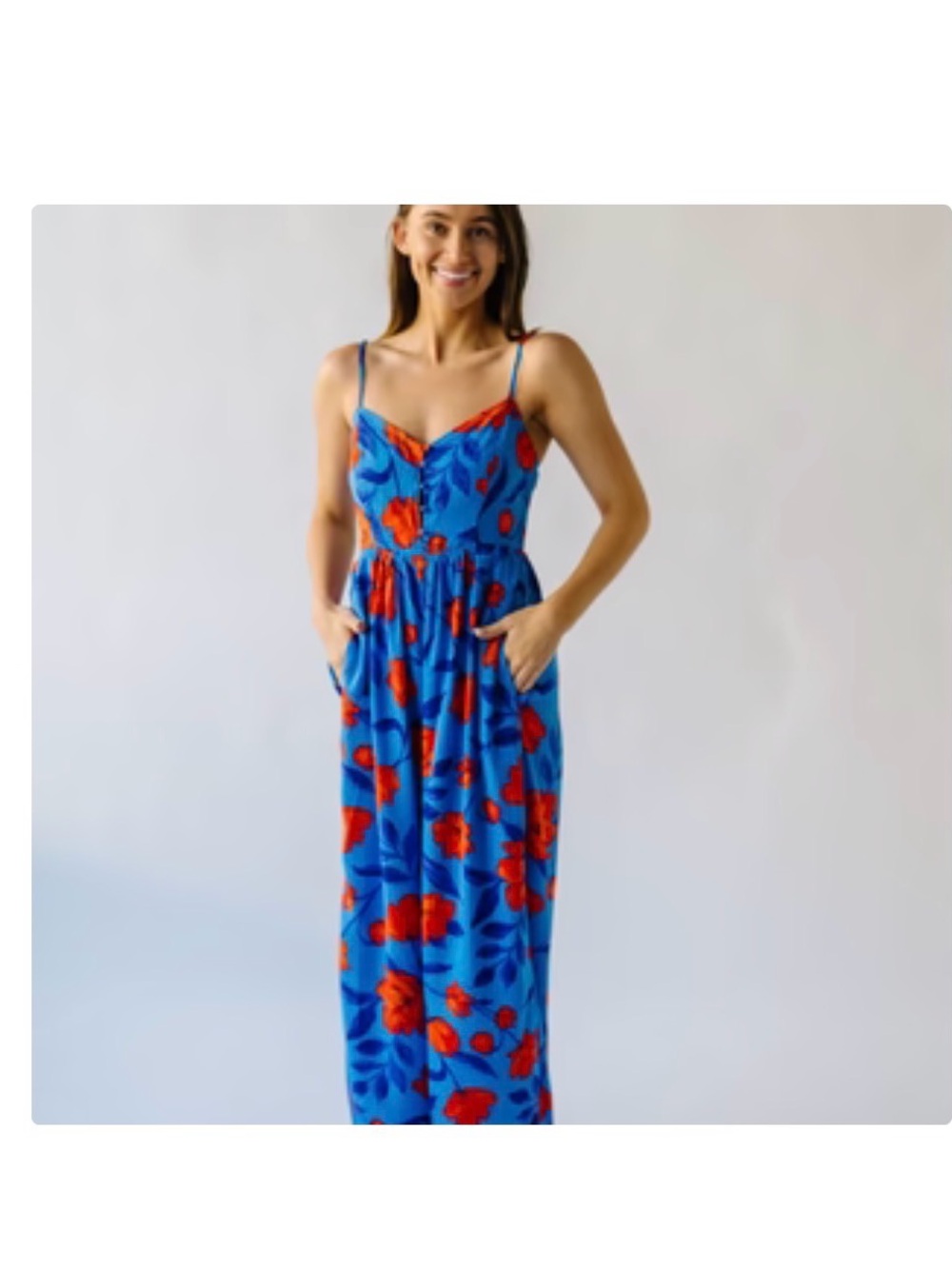 Piper & Scoot Gillis Floral Jumpsuit (Blue & Red)